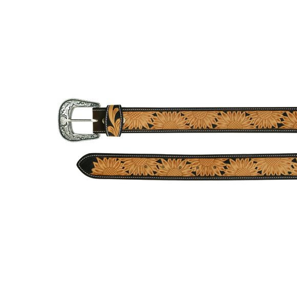 Western Belt Sunflower Tooled Hand Finished Heavy Duty Leather Belt For Men💘 - Picture 5 of 7